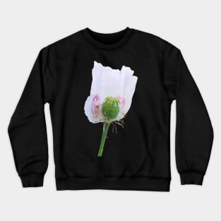 White Poppy Flower Crewneck Sweatshirt